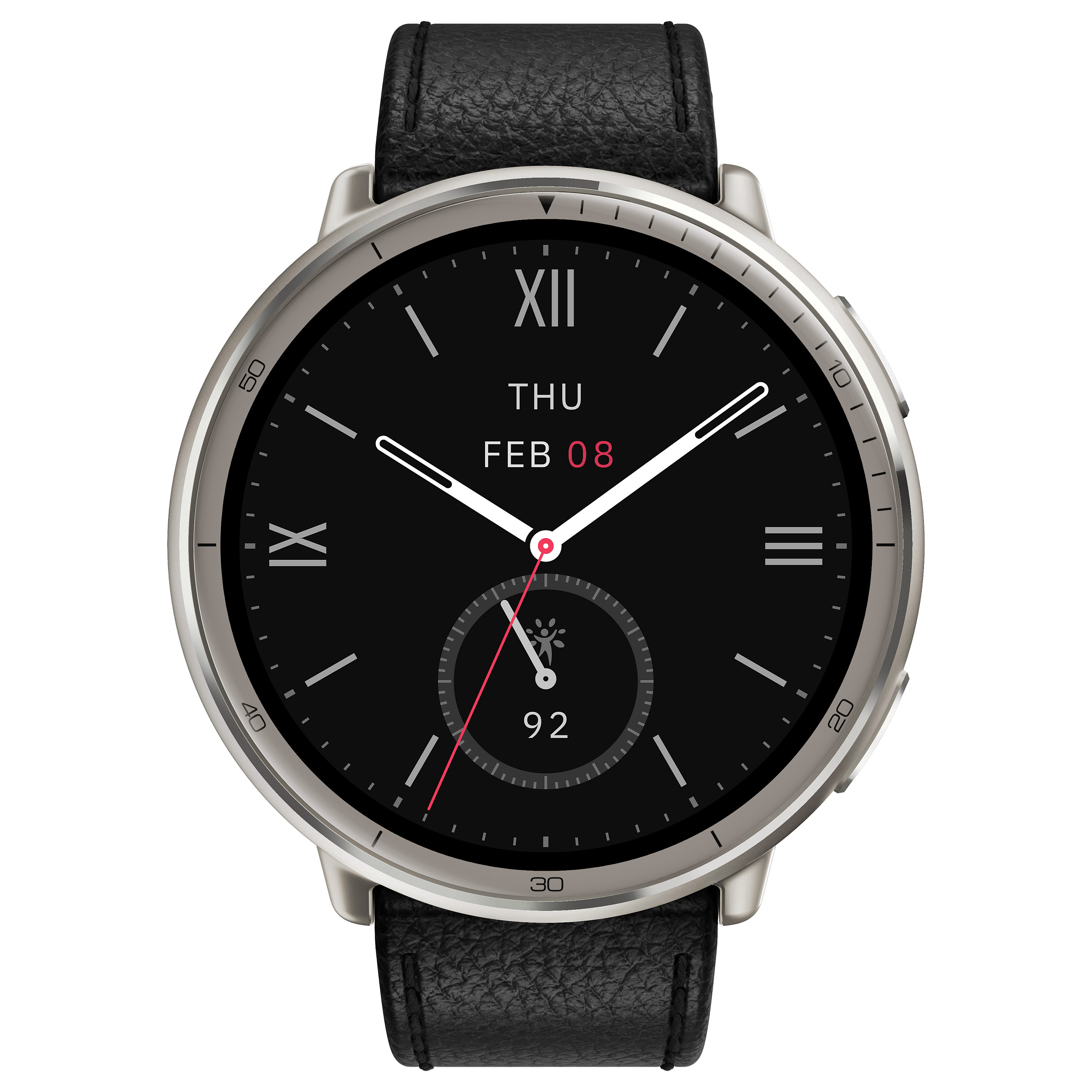 Pametni sat AMAZFIT Active 2 (round) crna koža/crveni silikon-2