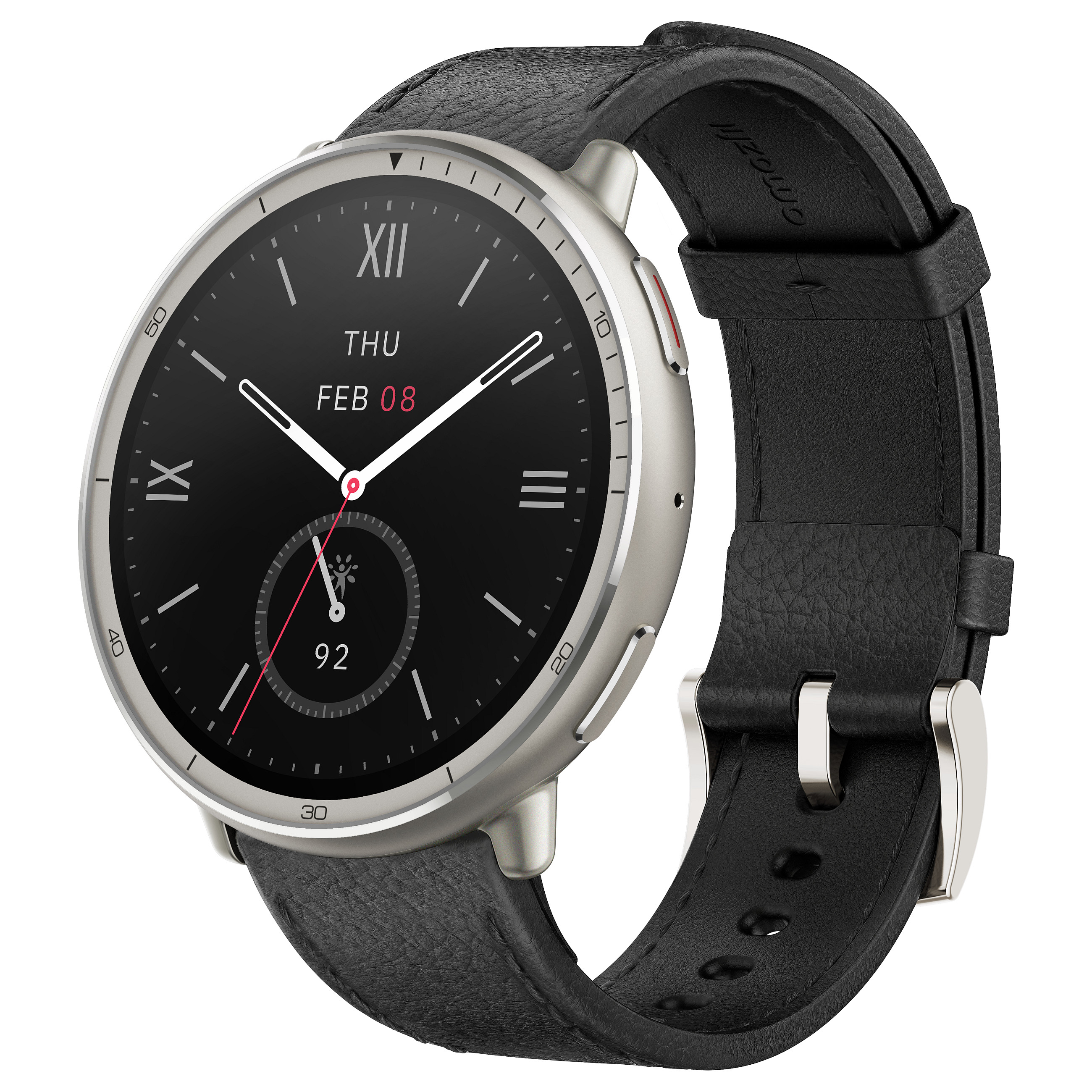 Pametni sat AMAZFIT Active 2 (round) crna koža/crveni silikon-3