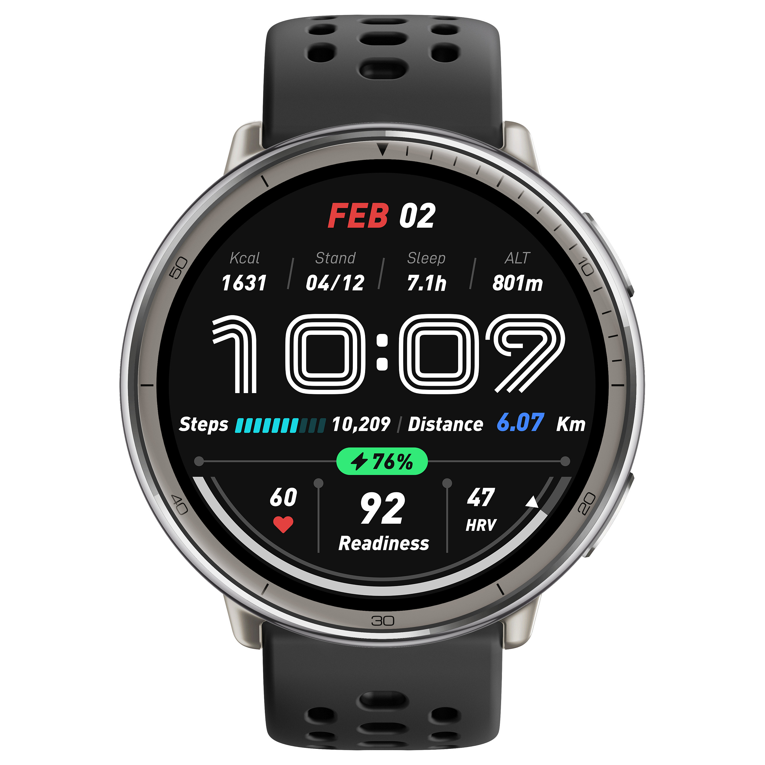 Pametni sat AMAZFIT Active 2 (round) crna koža/crveni silikon-5