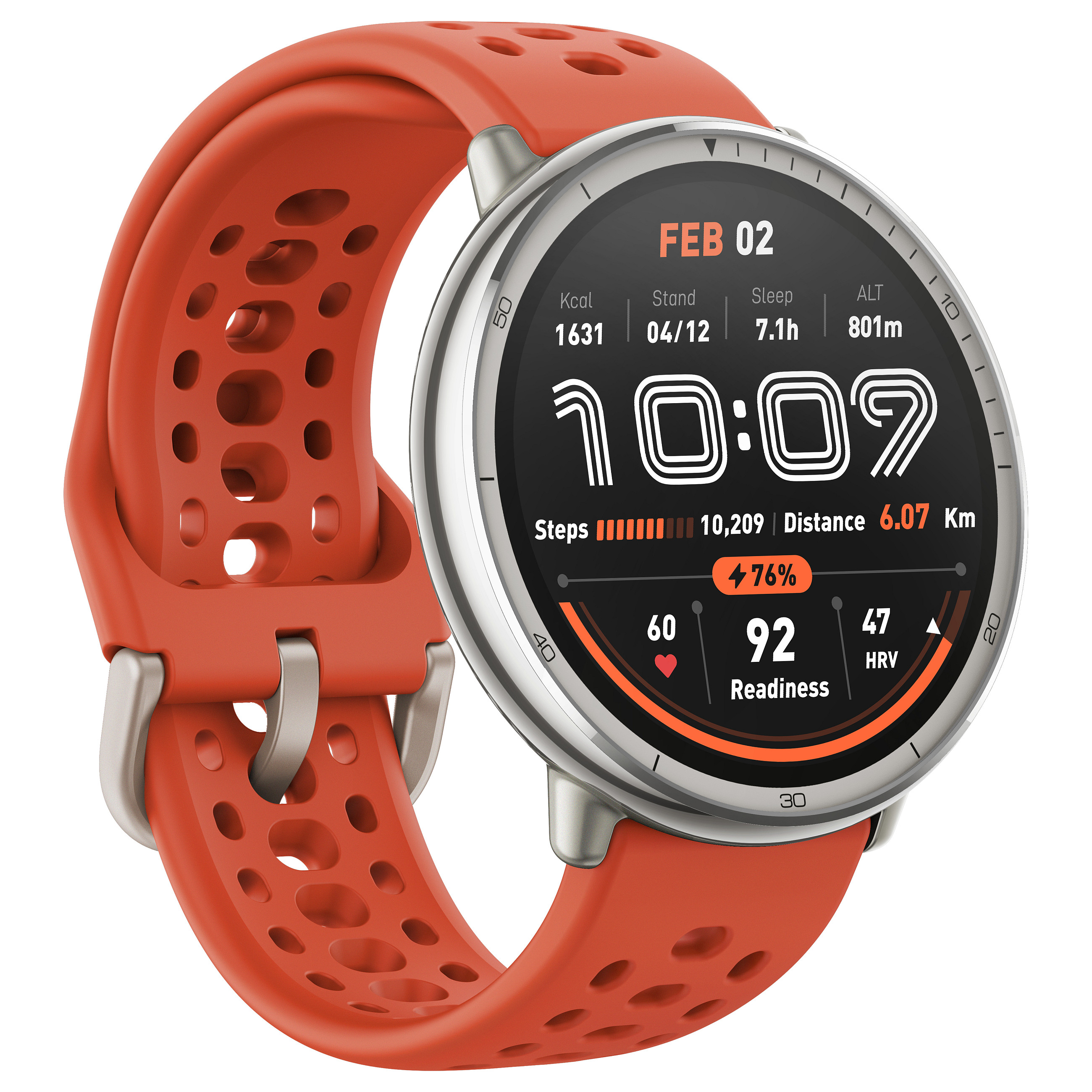 Pametni sat AMAZFIT Active 2 (round) crna koža/crveni silikon-7