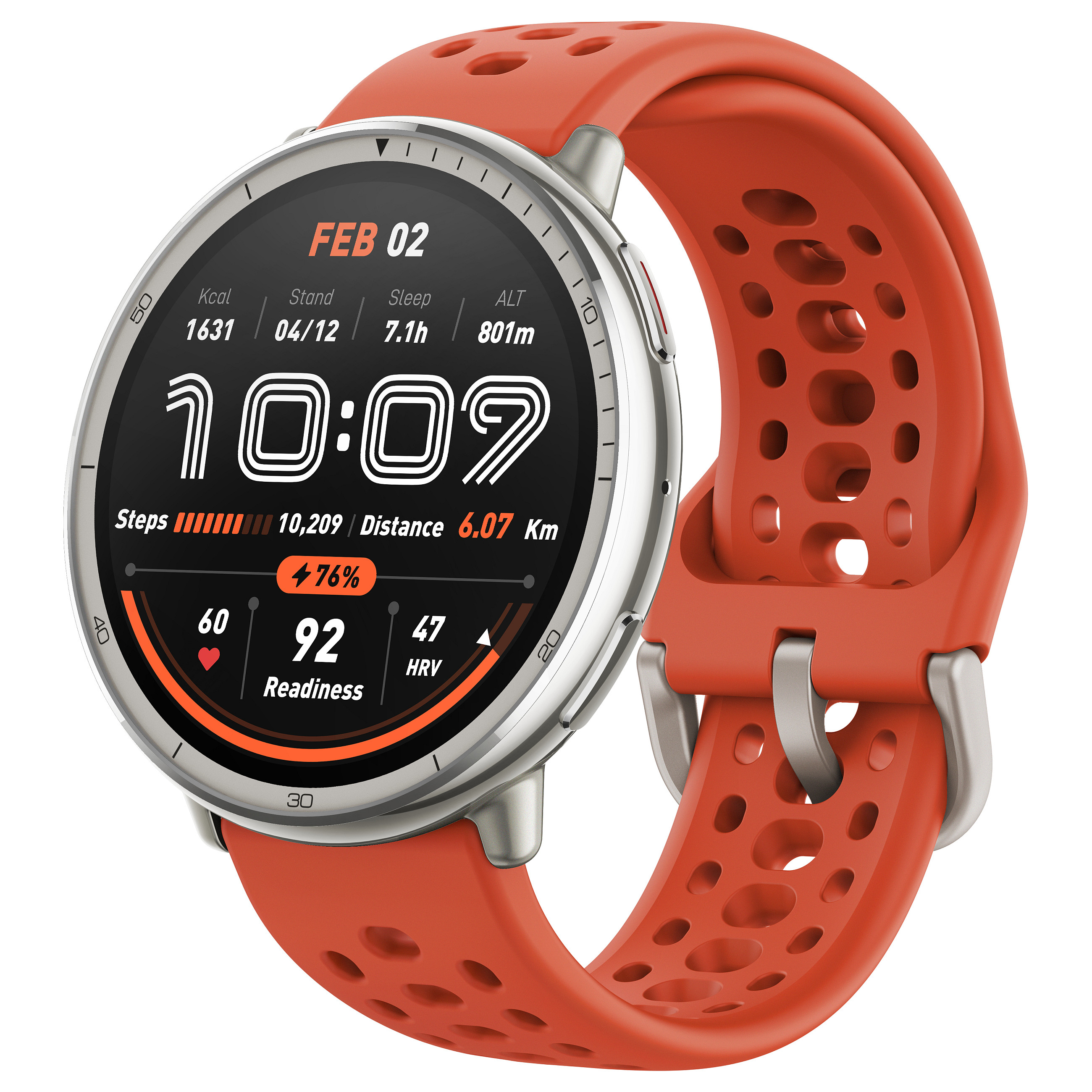 Pametni sat AMAZFIT Active 2 (round) crna koža/crveni silikon-10