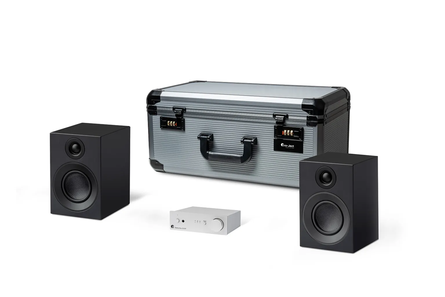 Hi-Fi set PRO-JECT Travel Set (pojačalo, zvučnici, kabeli, podlošci) silver, satin black