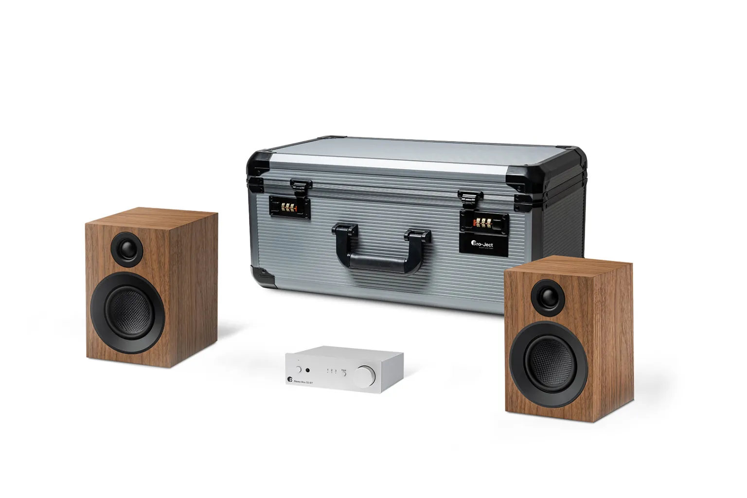 Hi-Fi set PRO-JECT Travel Set (pojačalo, zvučnici, kabeli, podlošci) silver, walnut-0
