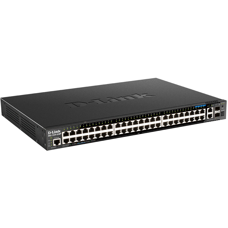 Switch D-LINK DGS-1520-52MP (Managed L3, Gigabit Ethernet, Power over Ethernet, 1U, Crni)-0