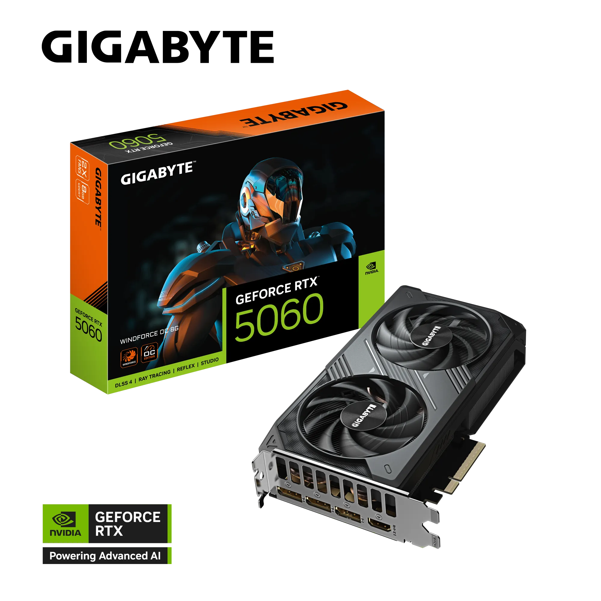 GIGABYTE GIGYTE GEFORCE RTX 5060 WINDFORCE OC 8G, 8GB GDDR7, PCI-E 5.0