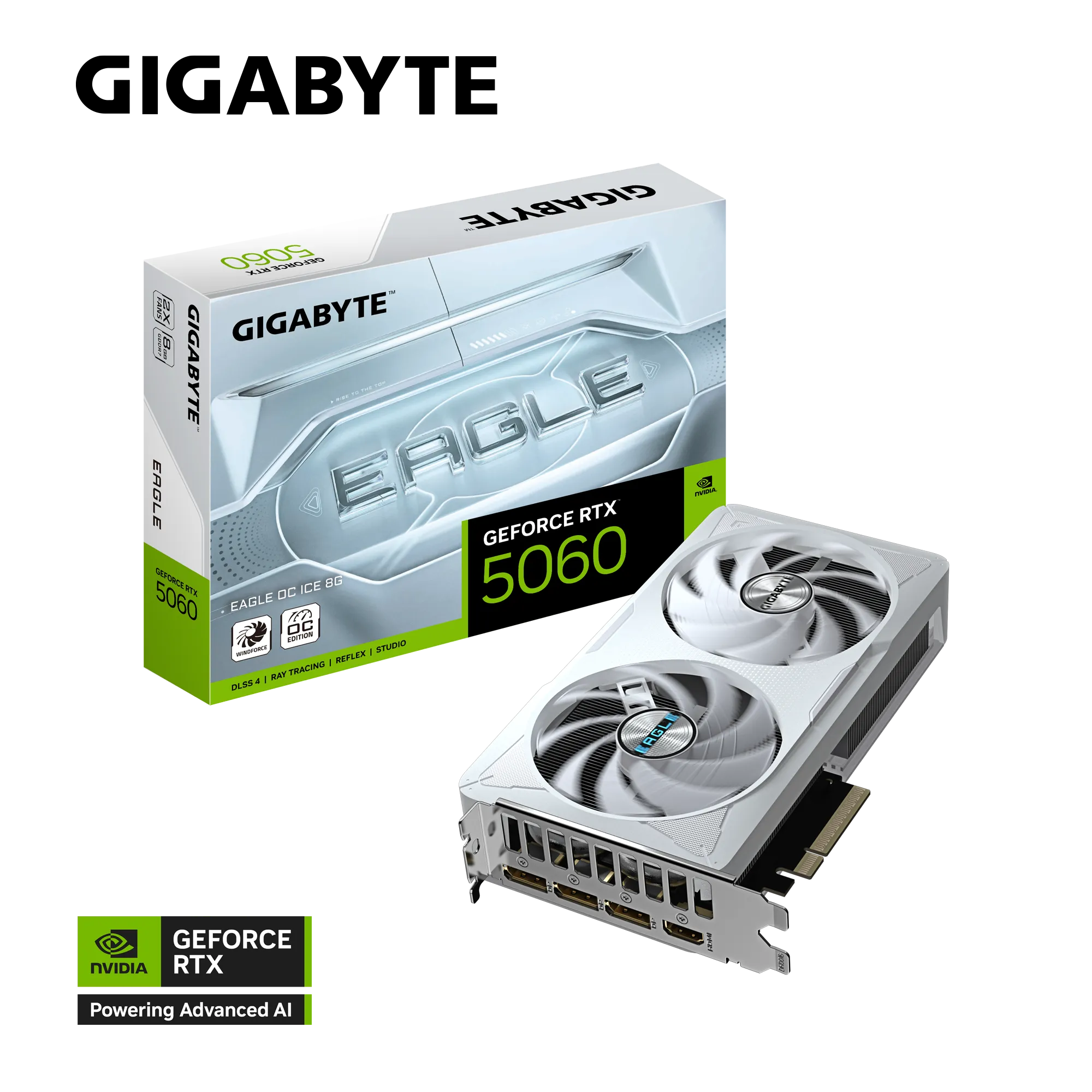 Grafička kartica GIGABYTE GeForce RTX 5060 EAC OC ICE 8G (8GB GDDR7, PCI-E 5.0, HDMI 2.1B, DirectX 12, OpenGL 4.6)