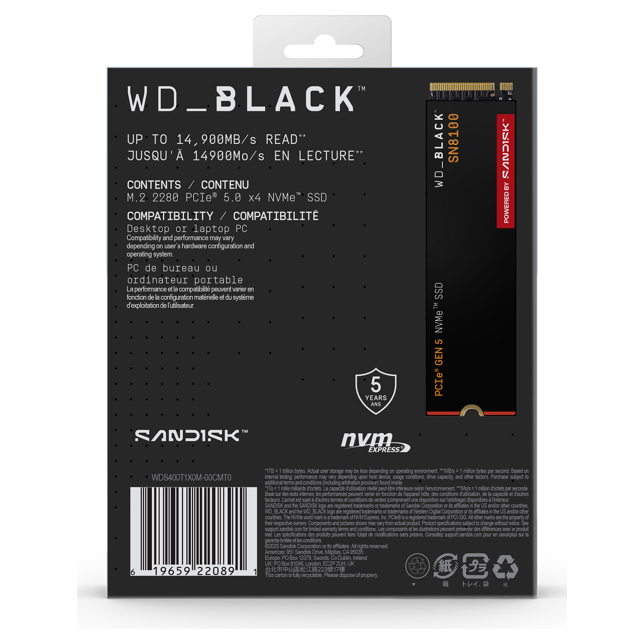 SSD WESTERN DIGITAL WD 4TB Black SN8100 M.2 2280 PCI-E 5.0 NVME 2.0-17