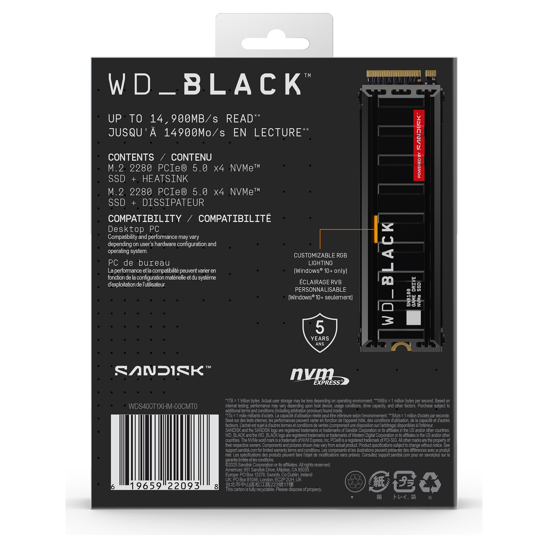 SSD WESTERN DIGITAL WD 4TB Black SN8100 M.2 2280 PCI-E 5.0 NVME 2.0-15