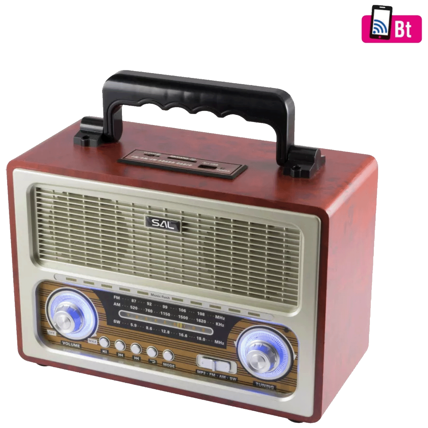 SAL Retro radio + BT bežični zvučnik, 4in1, FM, MP3, AUX - RRT3-0