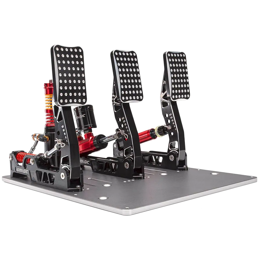 Pedal set SIMAGIC P2000-S200R (crimson edition, hydraulic tri-pedal set, 200kg loadcell, standard throttle plate)