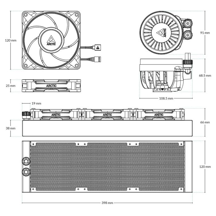 Vodeno hlađenje ARCTIC Liquid Freezer III Pro 360mm A-RGB (Intel/AMD kompatibilnost, 800-2800 rpm, 12x A-RGB GEN2 LED, 3x P12 PRO A-RGB ventilator)-12