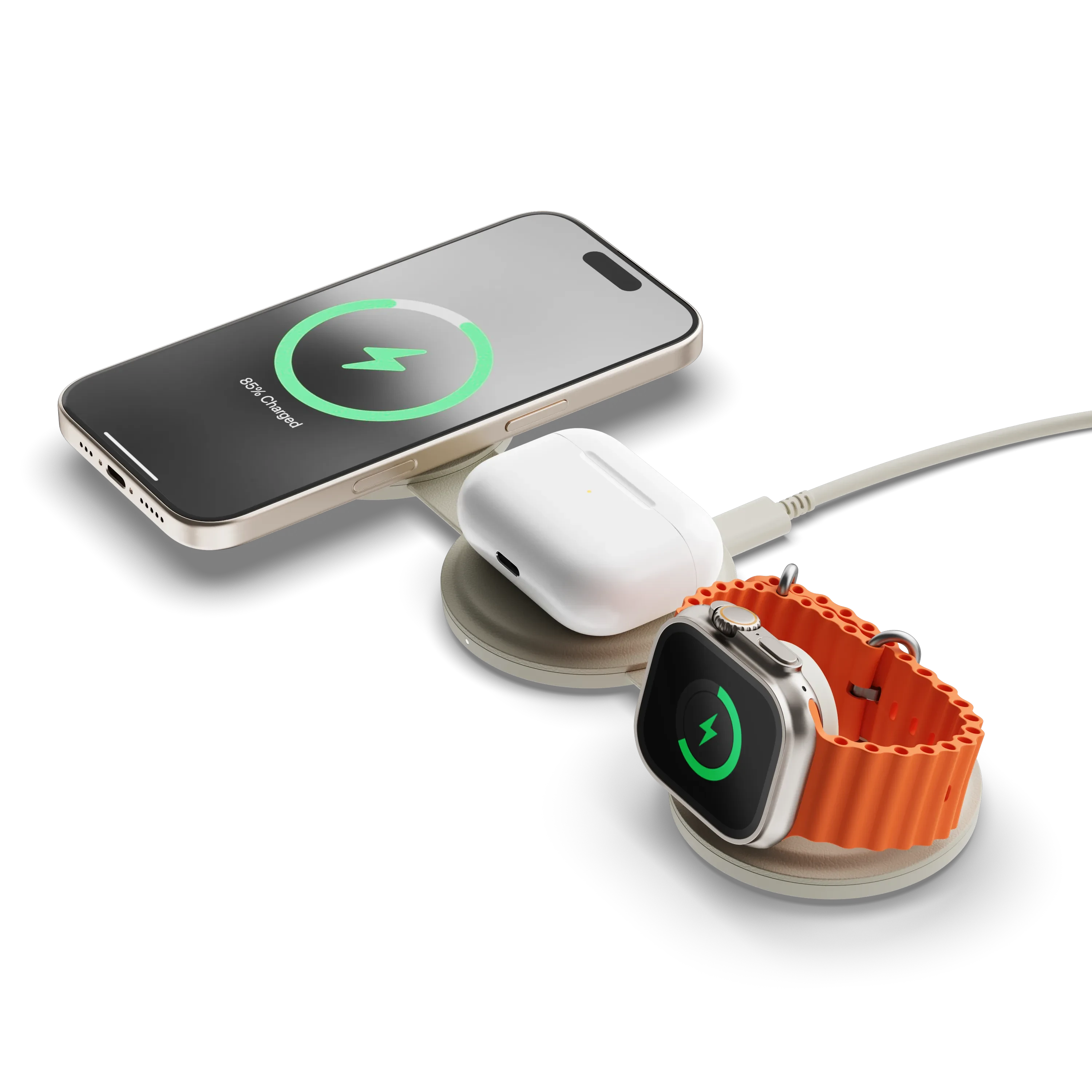 Bežični punjač SATECHI OntheGo 3-in-1 - Sand-1