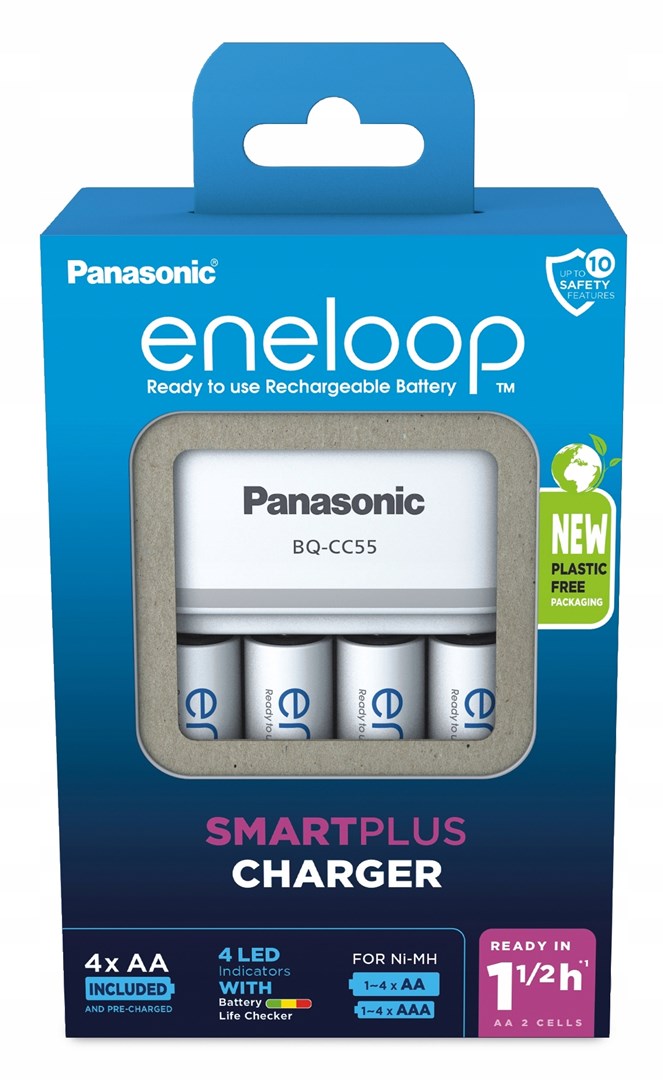 Punjač PANASONIC ŁADOWARKA SMARTPLUS + 4x AA ENELOOP 2000 mAh-0
