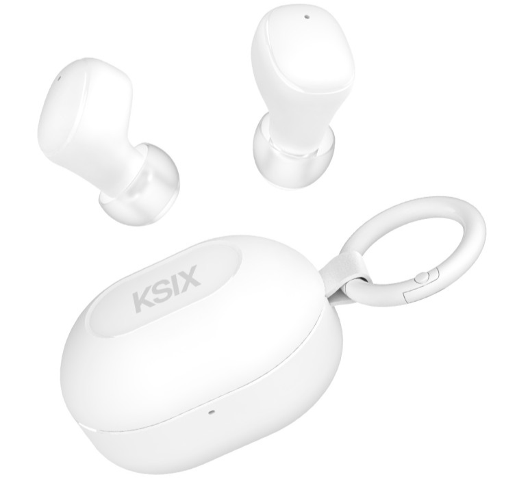 Slušalice bežične KSIX Neutron, USB-C, kopča za karabiner, baterija 4h+16h, bijele