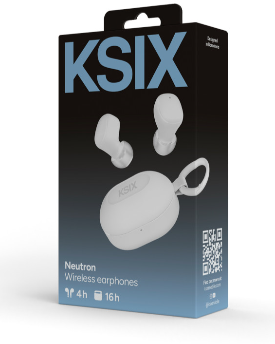 Slušalice bežične KSIX Neutron, USB-C, kopča za karabiner, baterija 4h+16h, bijele-5
