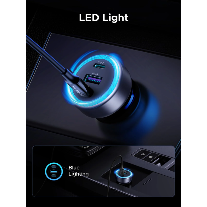Auto punjač UGREEN, 30W, 3-Port-8