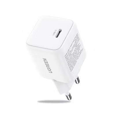 Kućni punjač UGREEN, 20W, 2x USB-C, GaN, bijeli-2