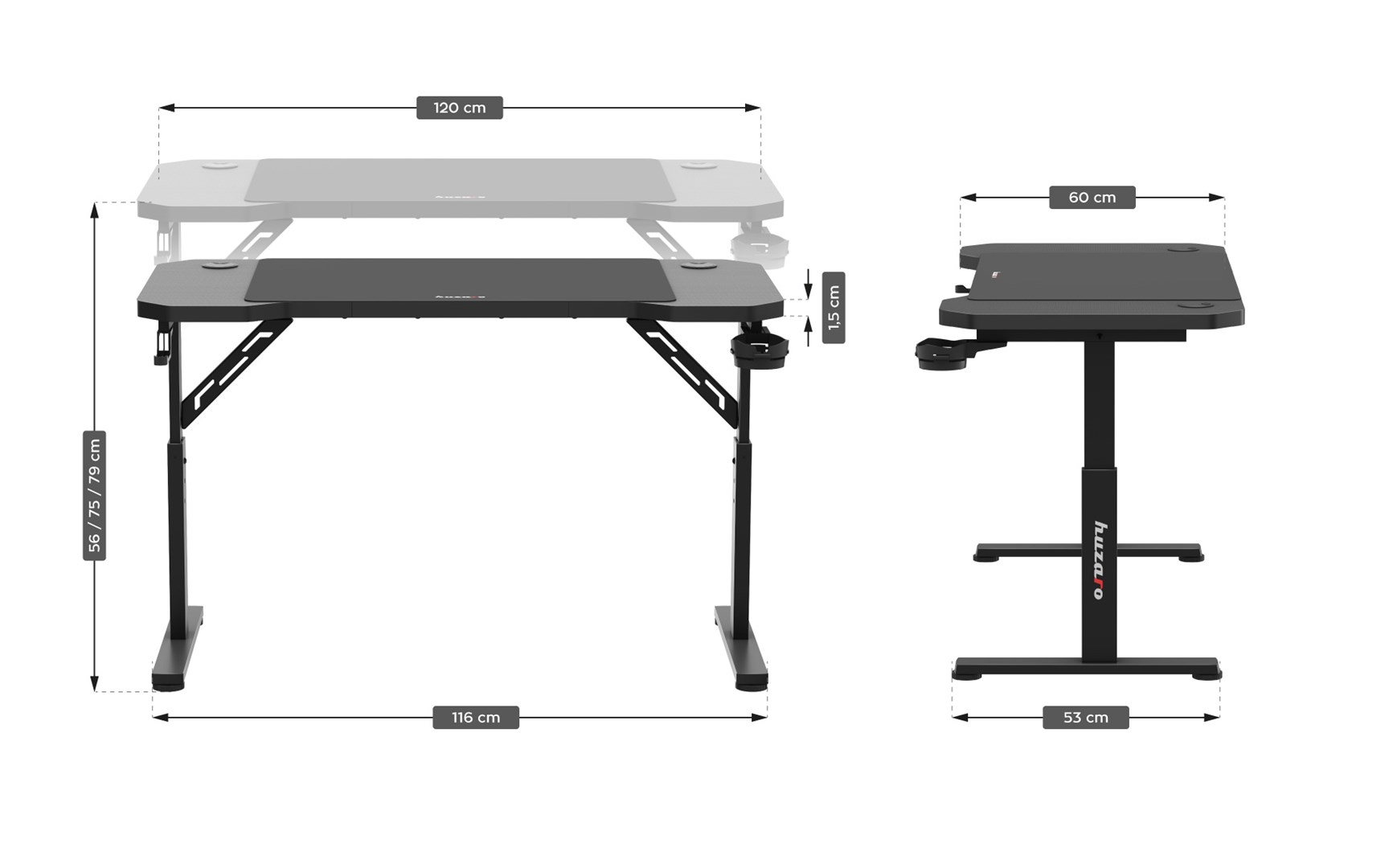 Gaming stol HUZARO Hero 2.6 black-0