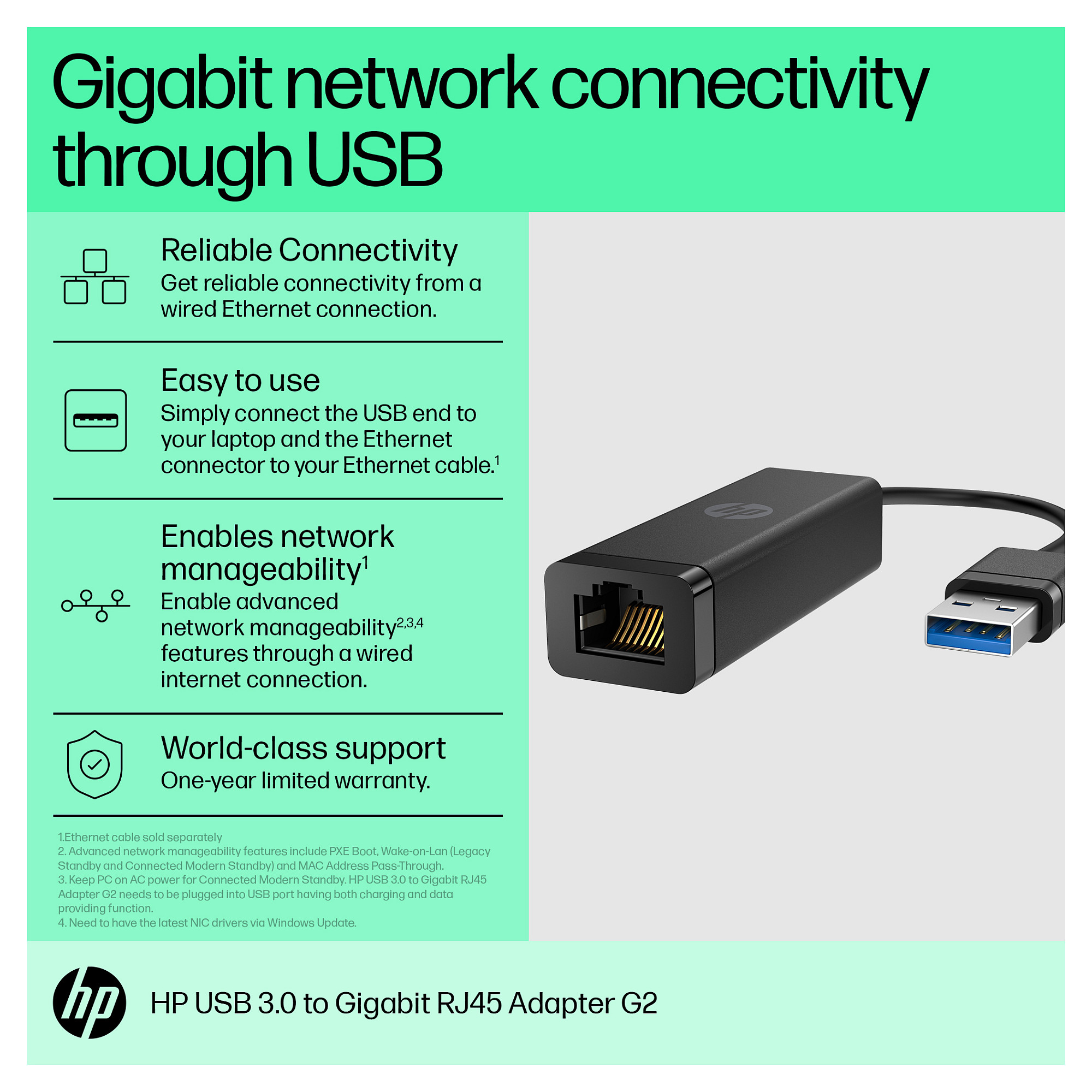 Adapter HP USB 3.0 to Gigabit RJ45 Adapter G2-2