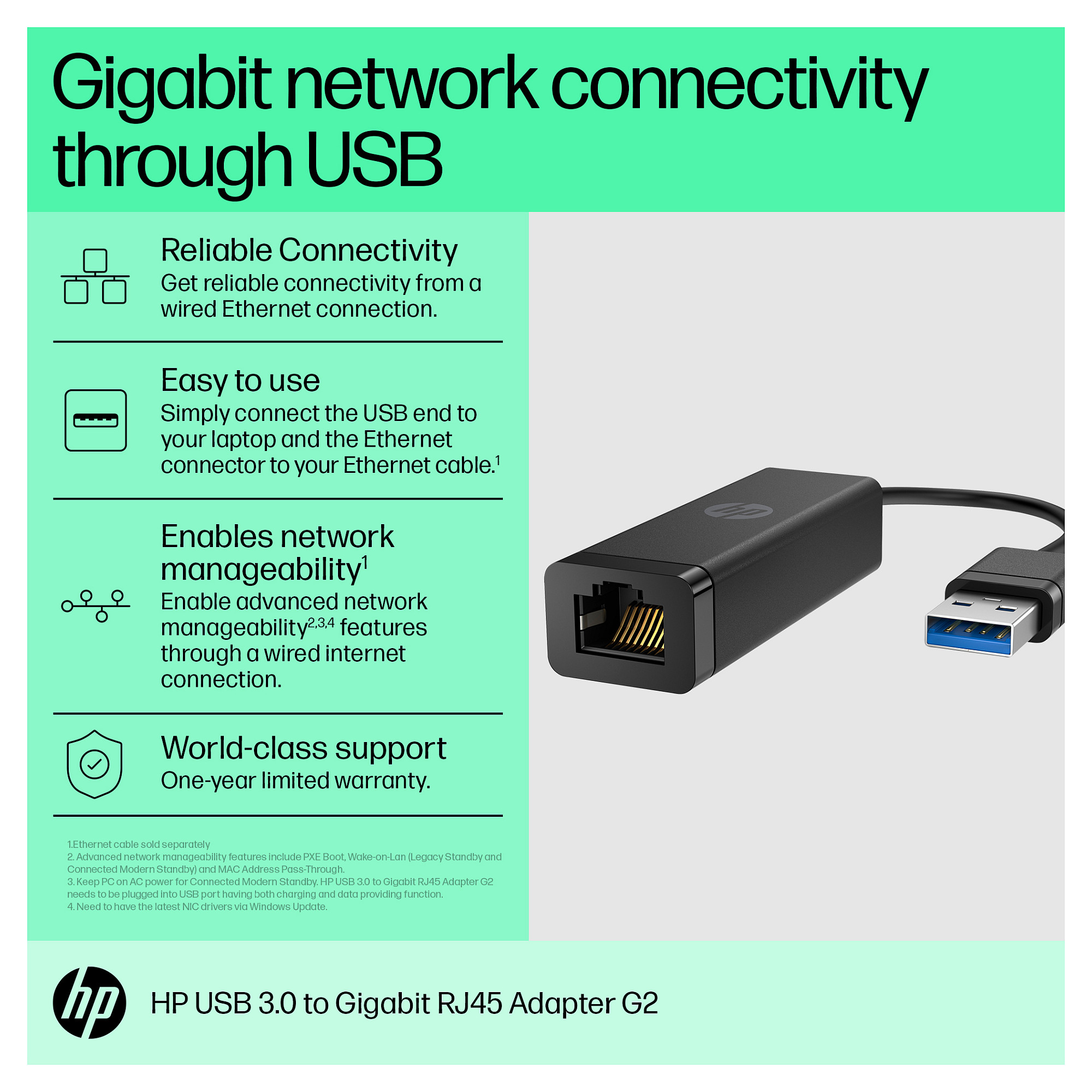 Adapter HP USB 3.0 to Gigabit RJ45 Adapter G2-3