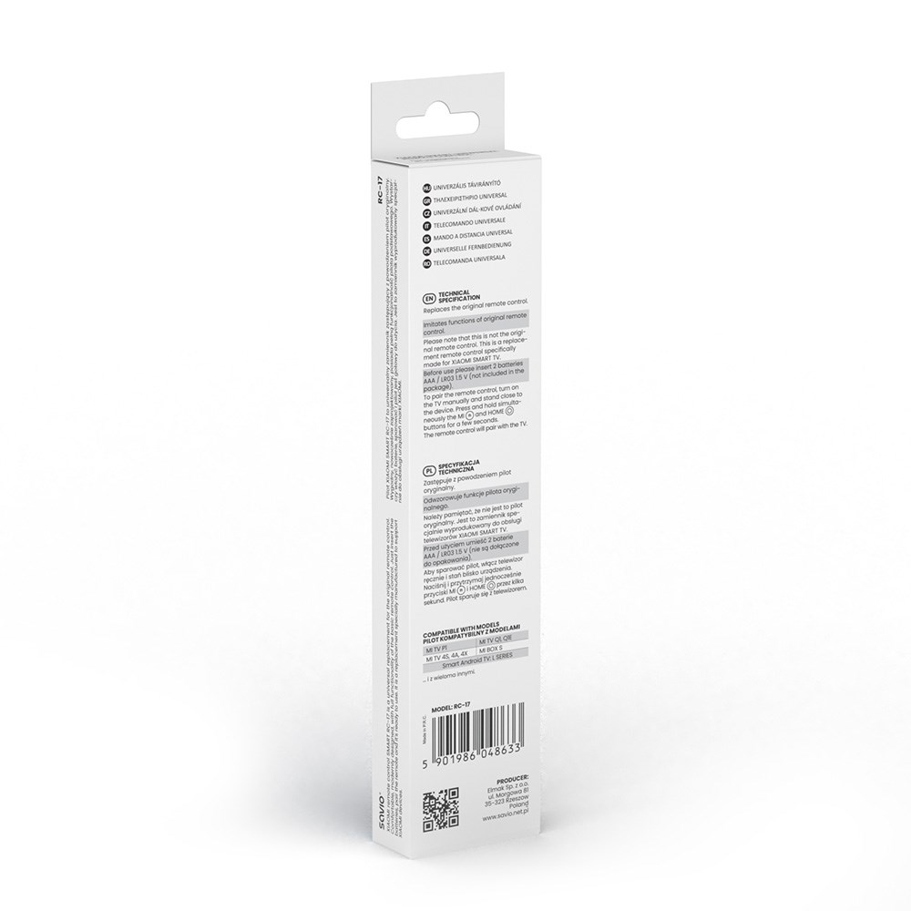 SAVIO RC-17 Universal/Replacement Remote Control for XIAOMI TV – SMART TV-3