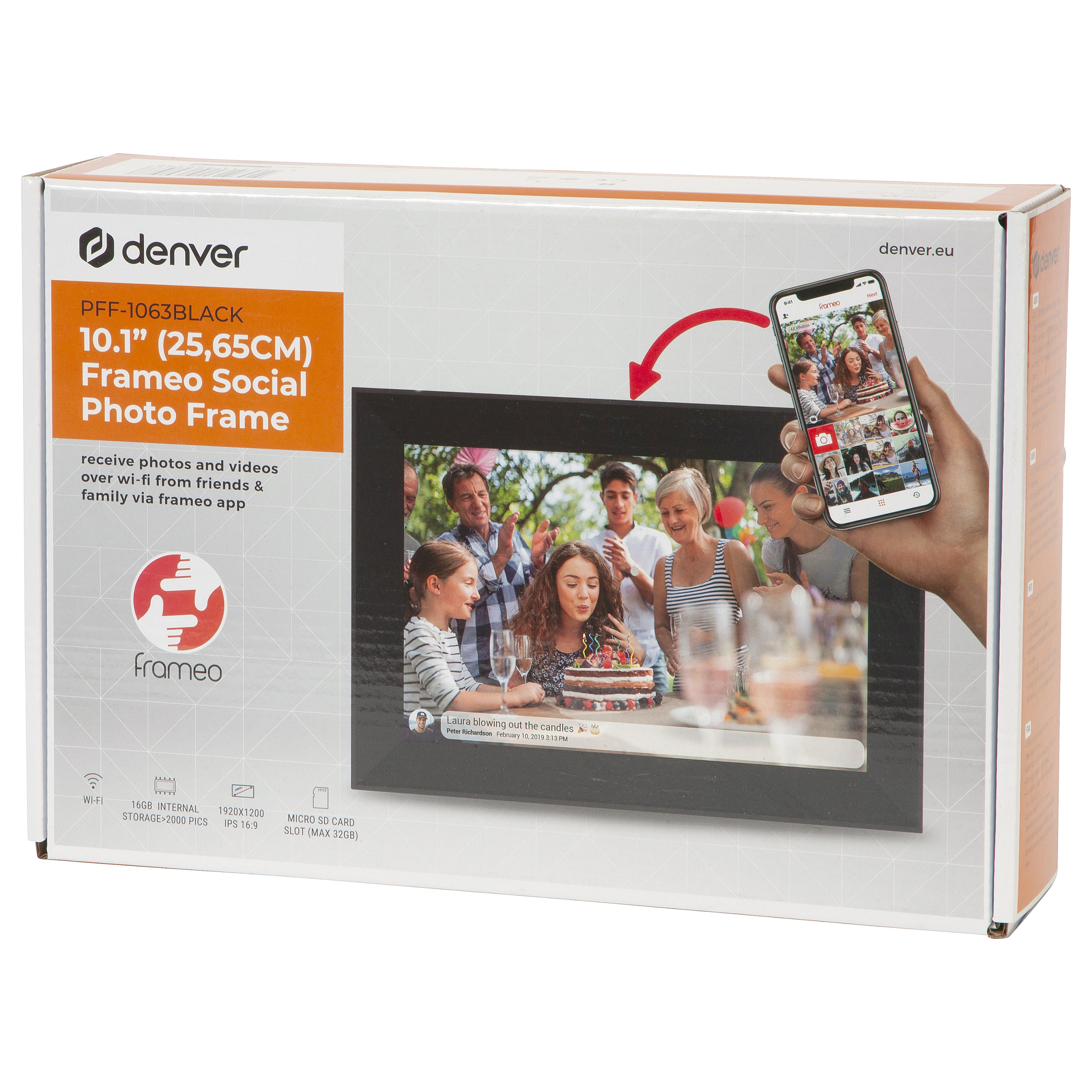 Digitalni foto okvir DENVER PFF-1063BLACK (10.1", Wi-Fi, Touchscreen, Crni)-6