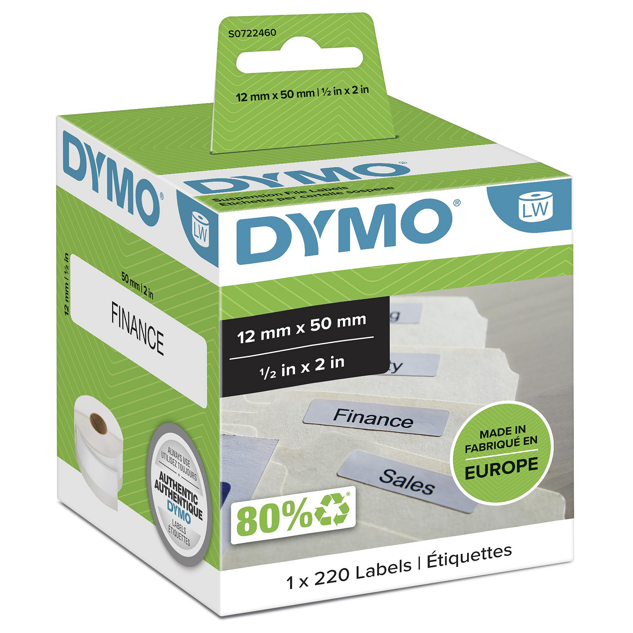 DYMO Suspension File Labels - 12 x 50 mm - S0722460