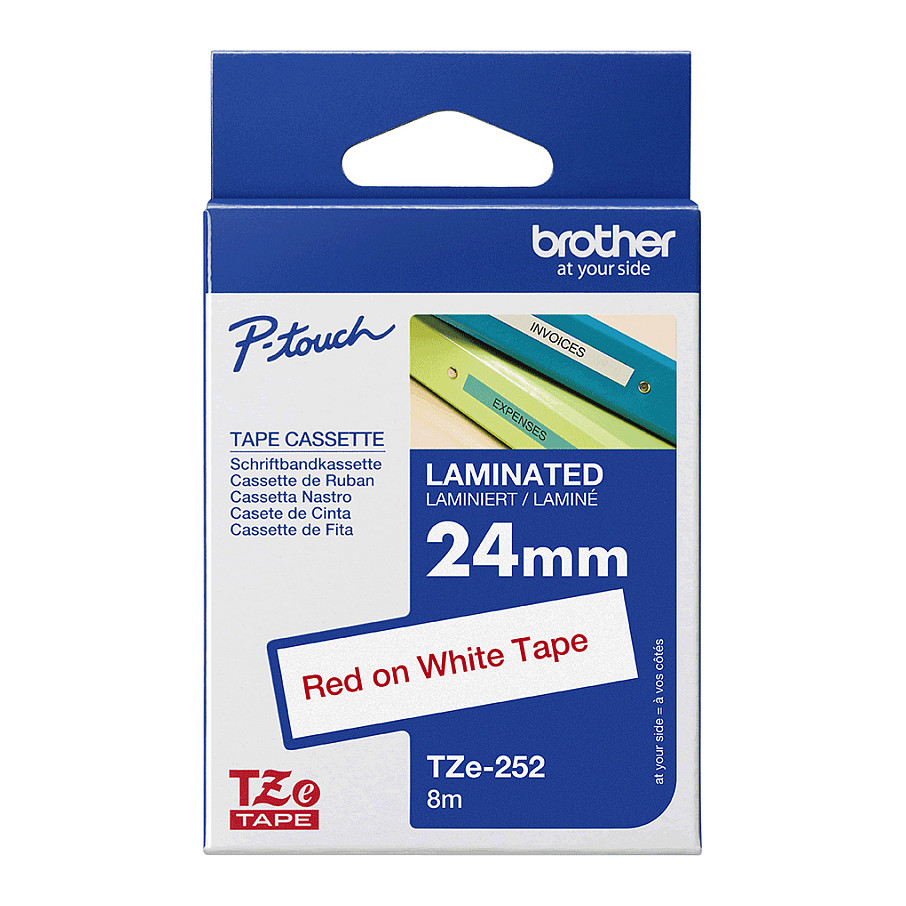 Traka za naljepnice BROTHER TZE-252 (24 mm × 8 m, crveni ispis na bijeloj podlozi)-3