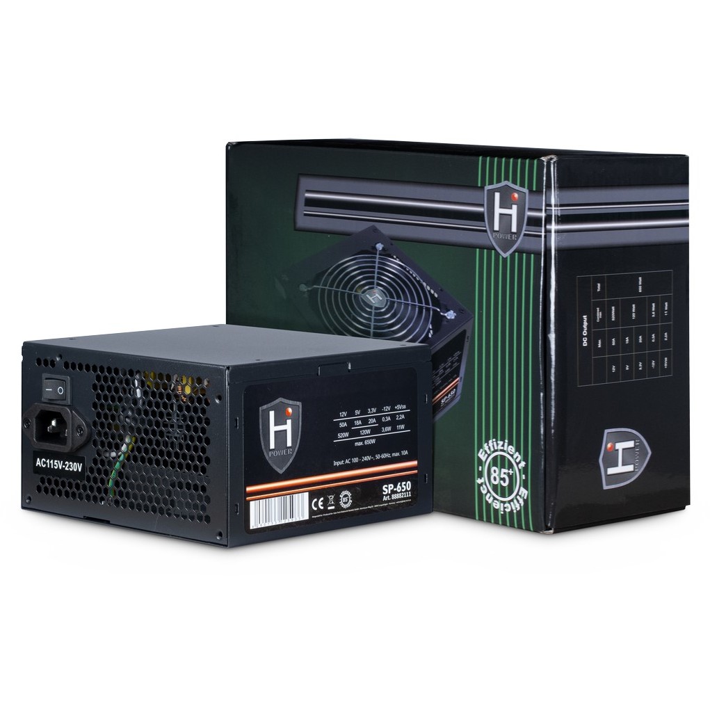 Napajanje INTER-TECH HIPOWER SP-650 (650 W, 20+4 pin ATX, ATX, Crna)-0