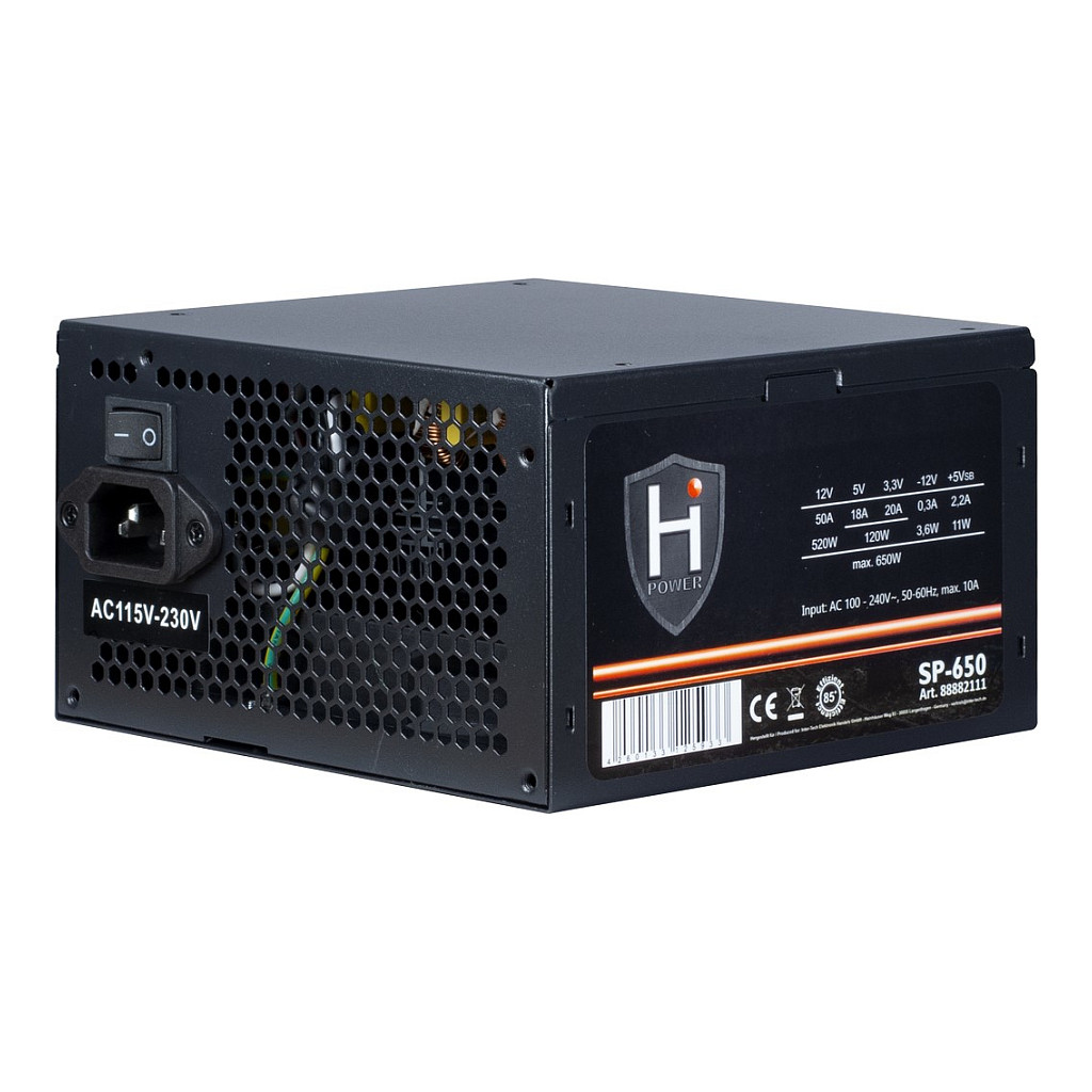 Napajanje INTER-TECH HIPOWER SP-650 (650 W, 20+4 pin ATX, ATX, Crna)-1
