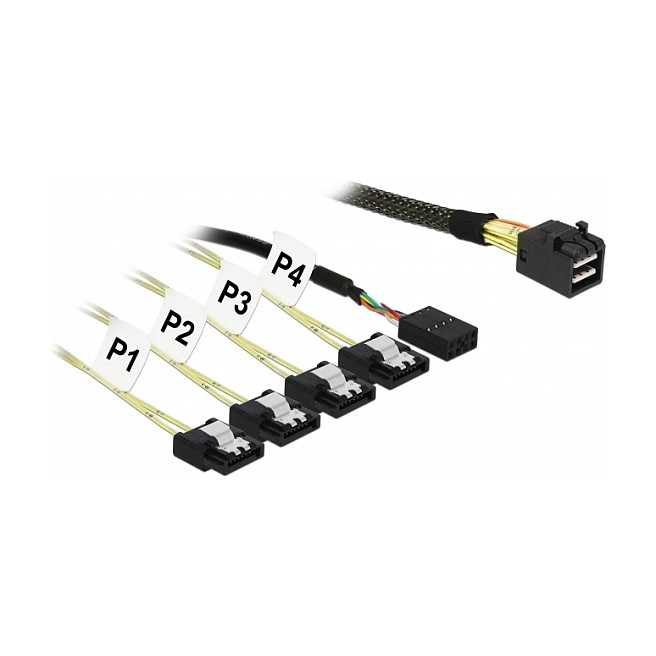 SAS kabel DELOCK 85732 (Mini SAS HD SFF-8643 na 4x SATA, 1 m, 12 Gb/s)