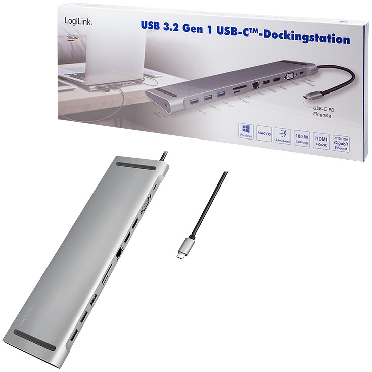 Laptop Dock LogiLink UA0373 (USB 3.2 Gen 1 Type-C, Aluminium)-9