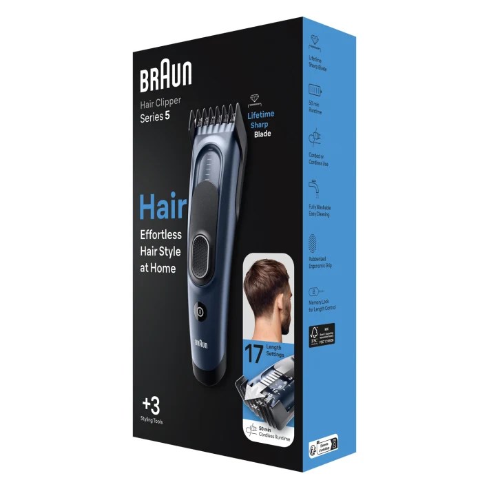 Šišač za kosu BRAUN HC5350 (17 postavki, periv, plavi)-1
