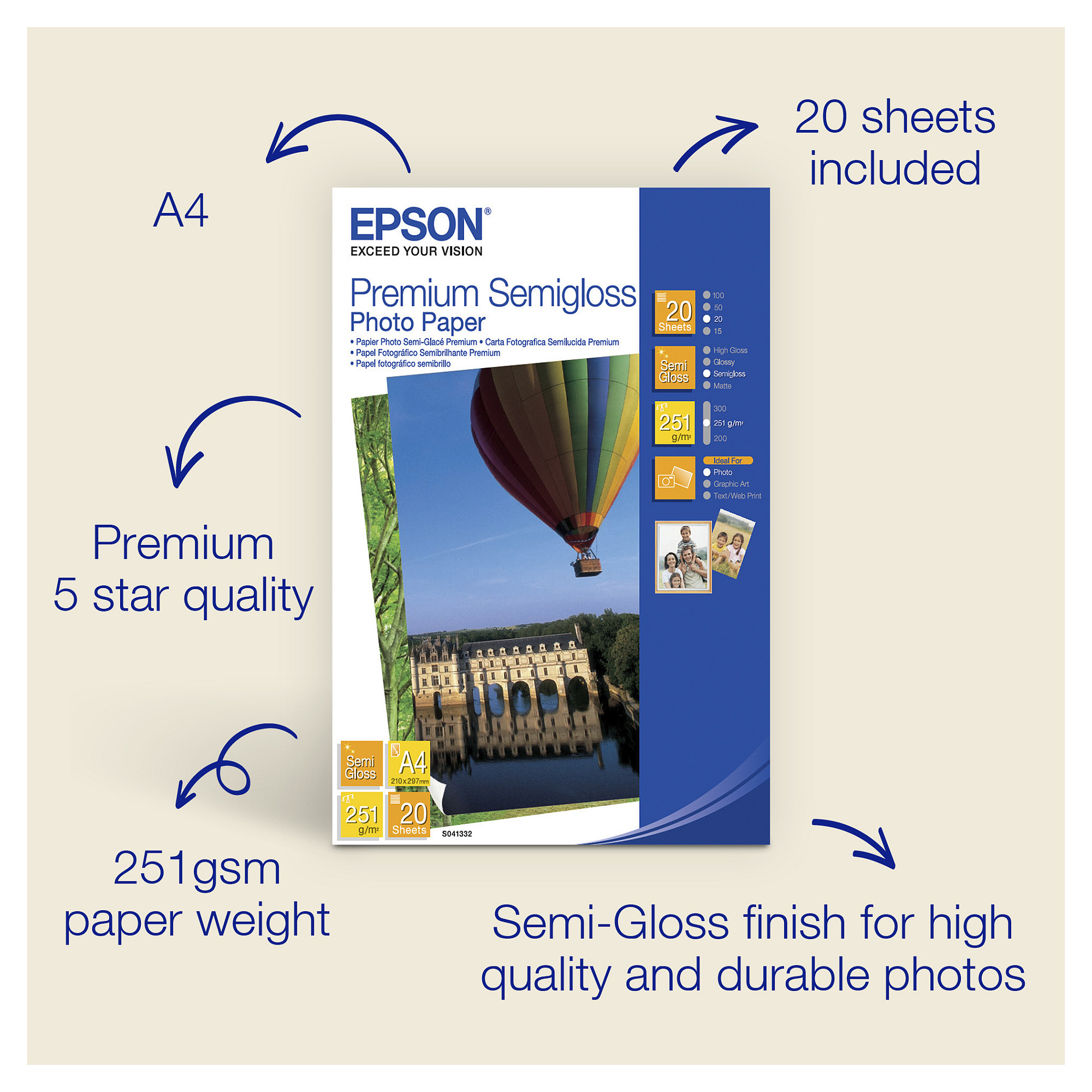 Papir za fotografije EPSON Premium Semi-Gloss A4 20 listova-4