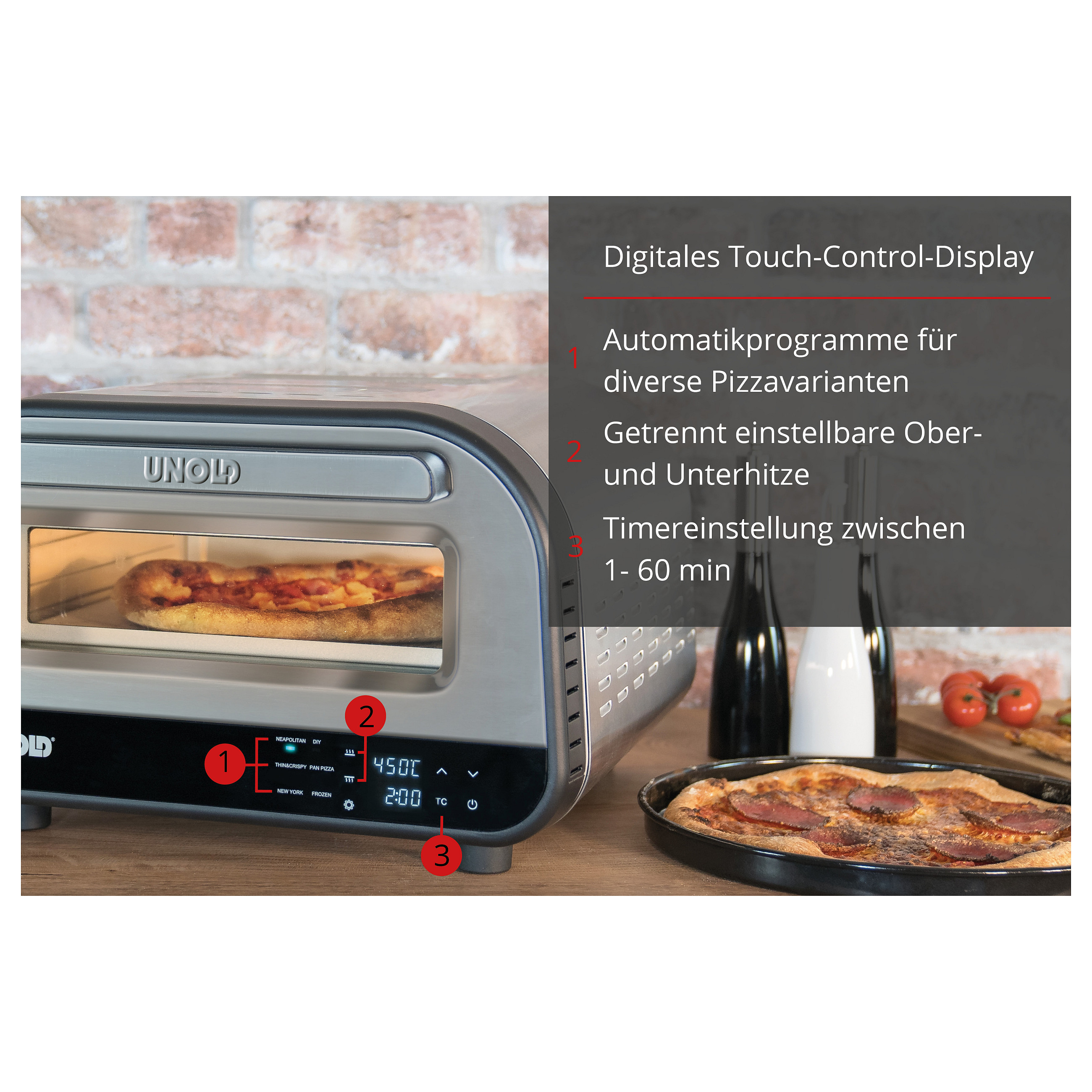 Pećnica za pizzu UNOLD Luigi 68816 (1700W, 400°C, kamen 32 cm)-7