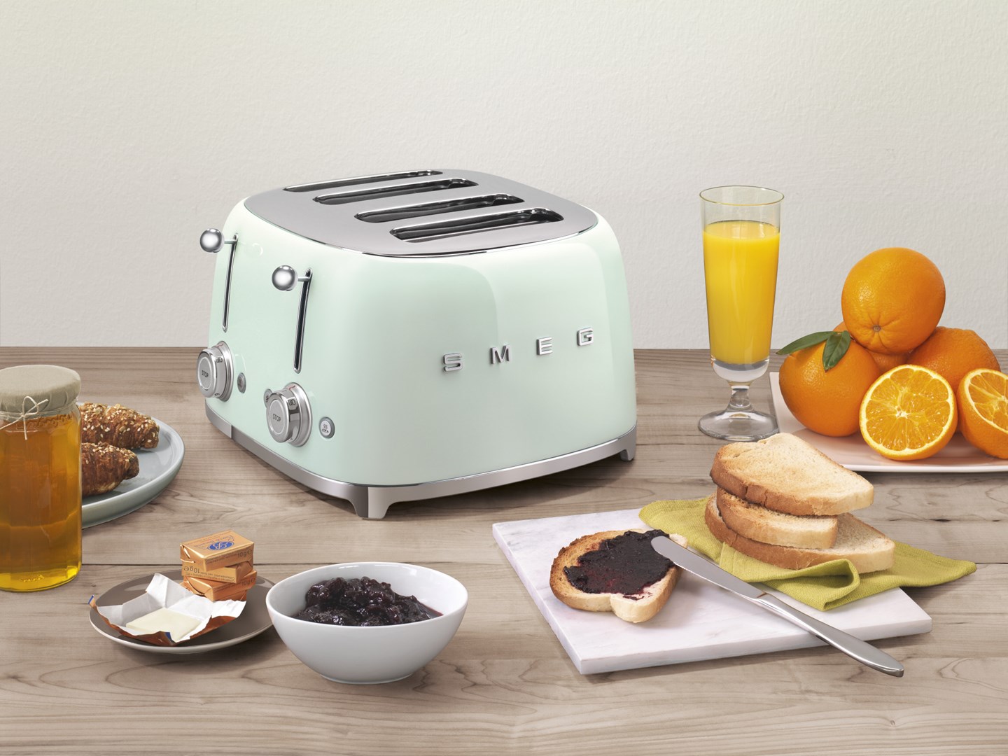 Toster SMEG 50's Style TSF03PGEU (4 kriške, 2000W, Pastelno zelena)-8