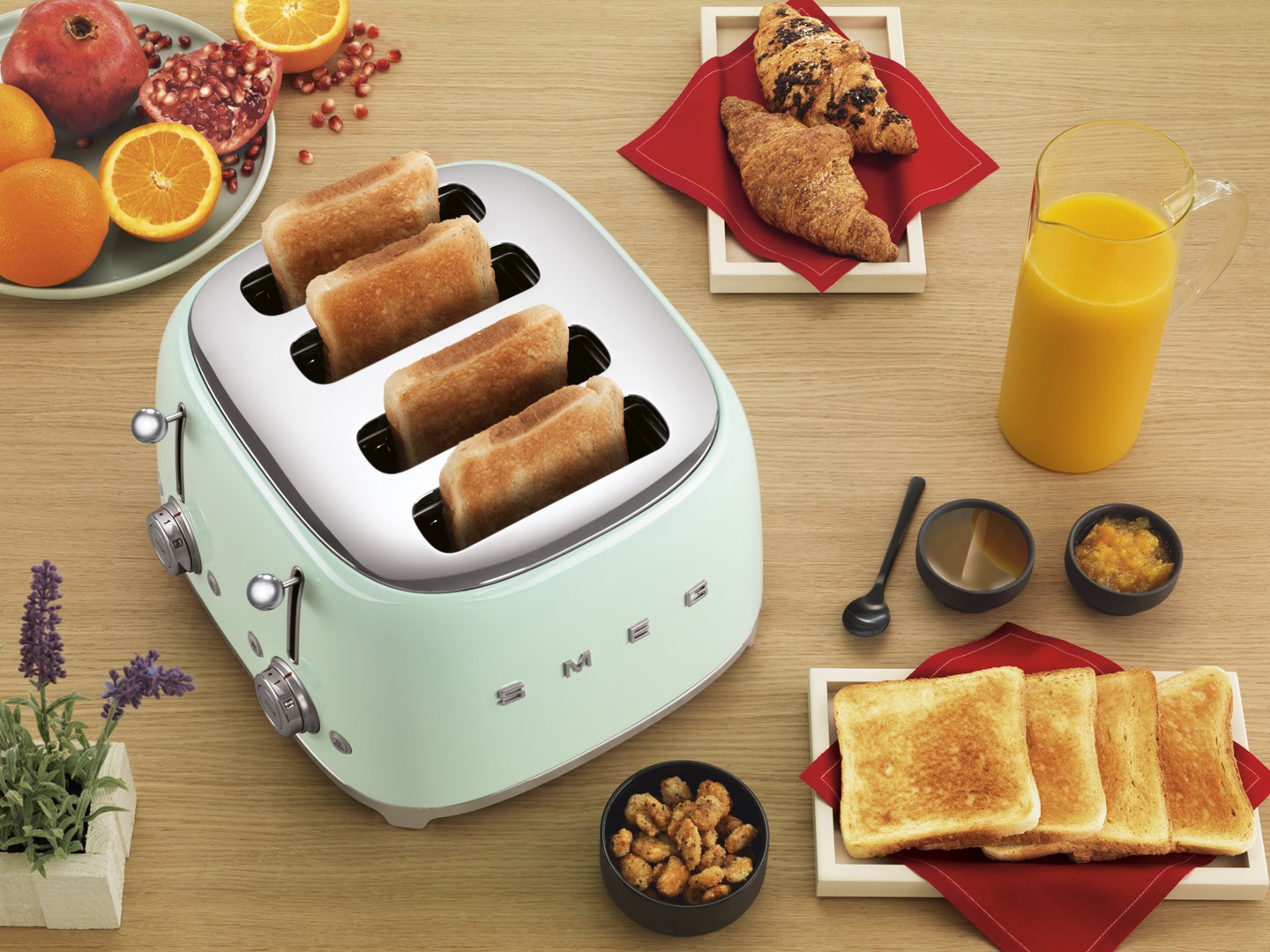 Toster SMEG 50's Style TSF03PGEU (4 kriške, 2000W, Pastelno zelena)-7