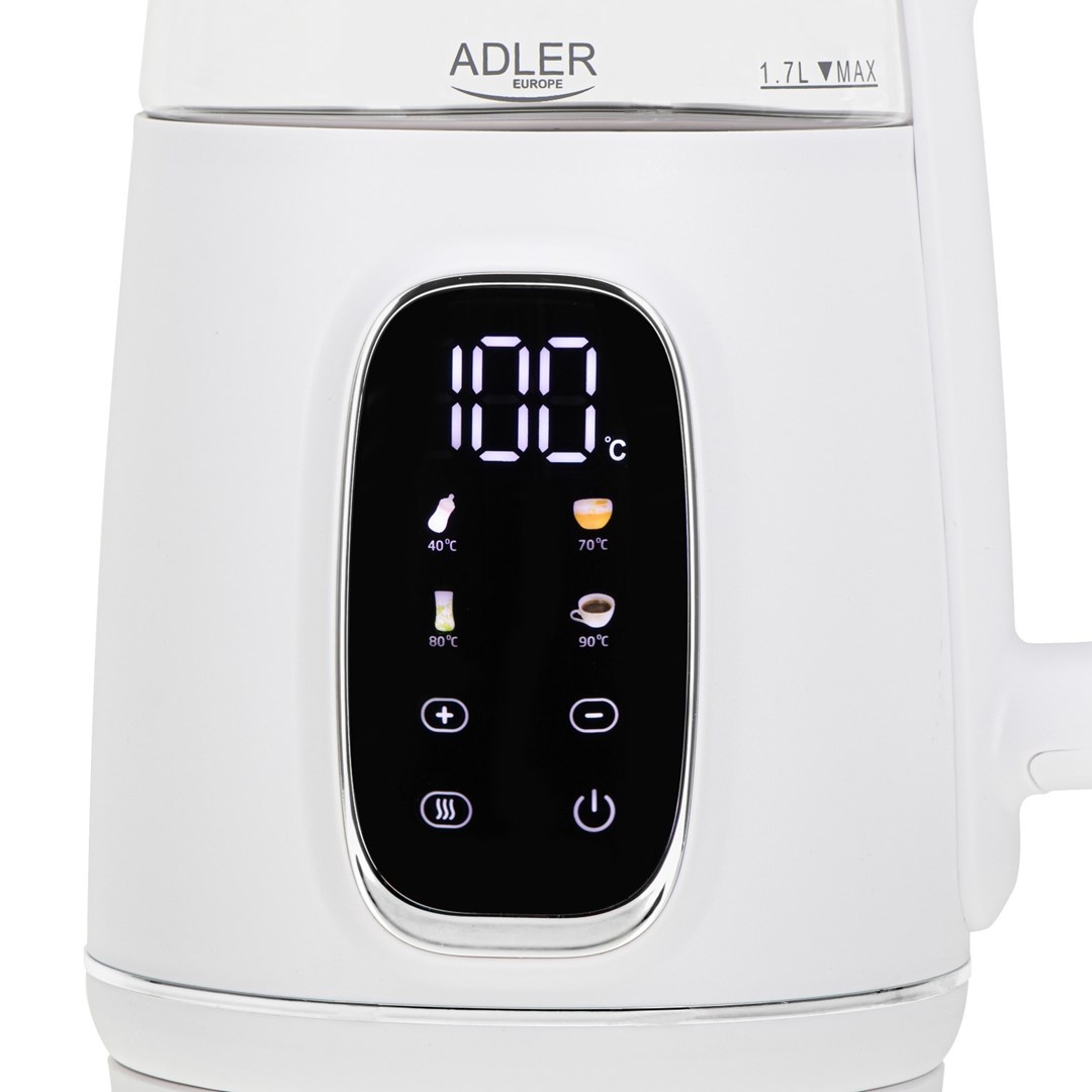 Kuhalo za vodu ADLER AD 1305 (1.7l, 2200w, kontrola temperature, bijelo)-2