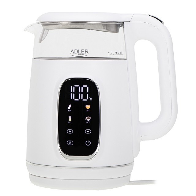 Kuhalo za vodu ADLER AD 1305 (1.7l, 2200w, kontrola temperature, bijelo)