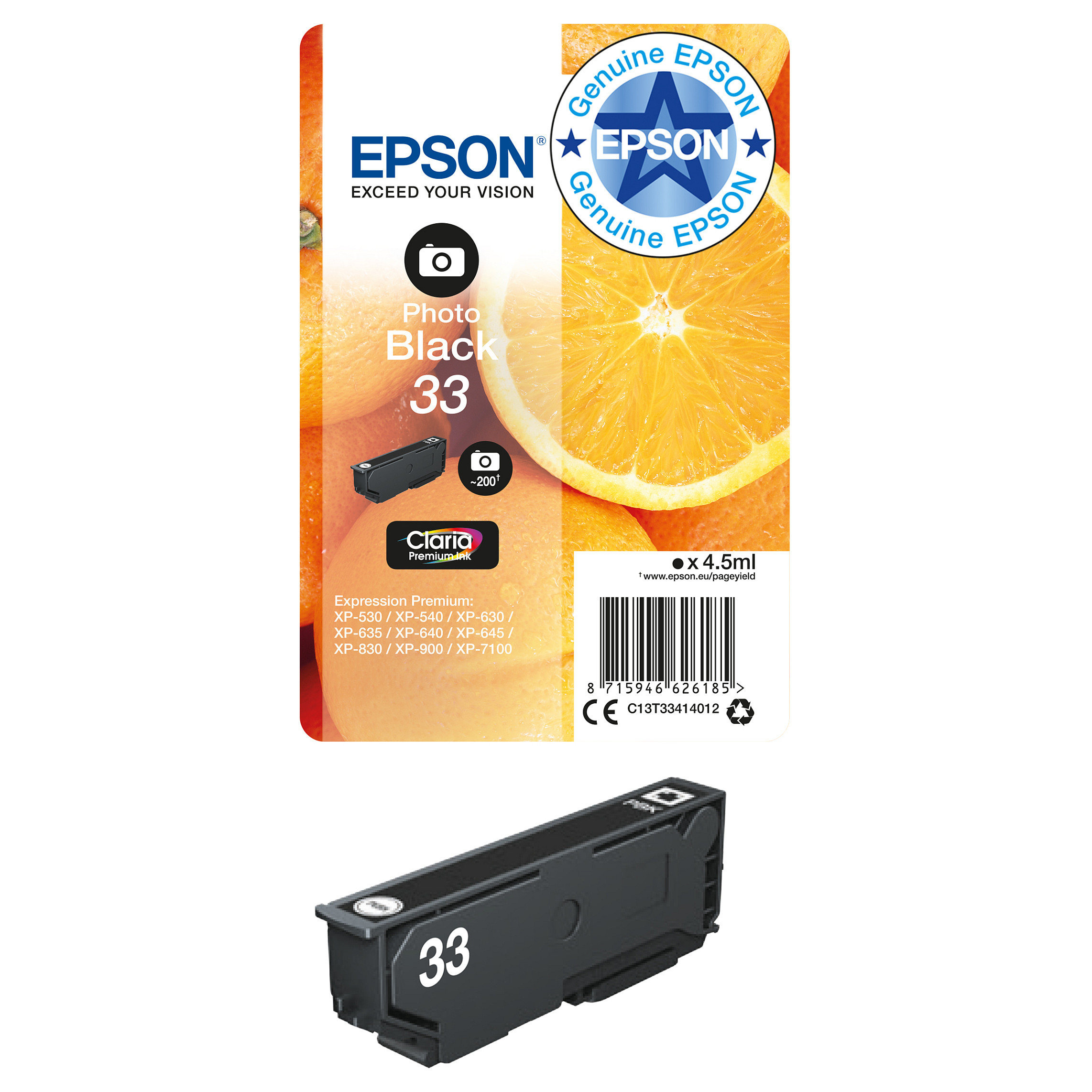 Toner EPSON ORANGES Singlepack Photo Black 33 Claria Premium Ink-1