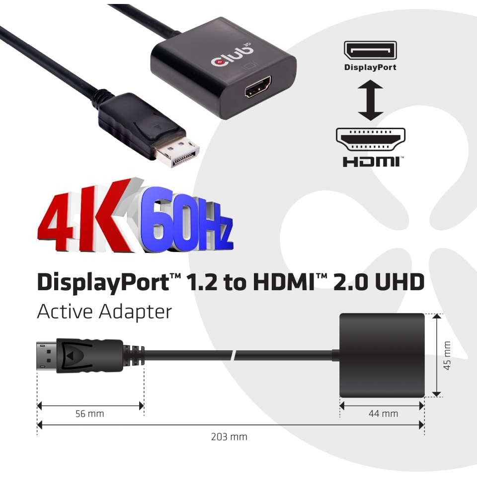 Adapter CLUB 3D CAC-2070 DisplayPort 1.2 to HDMI 2.0 UHD Active-2