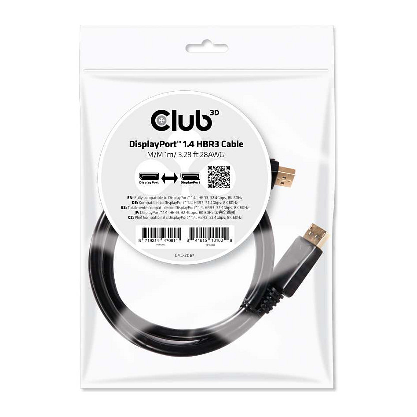 DisplayPort kabel CLUB 3D CAC-1060 (1m, DP 1.4, 8K@60Hz, HBR3)-4