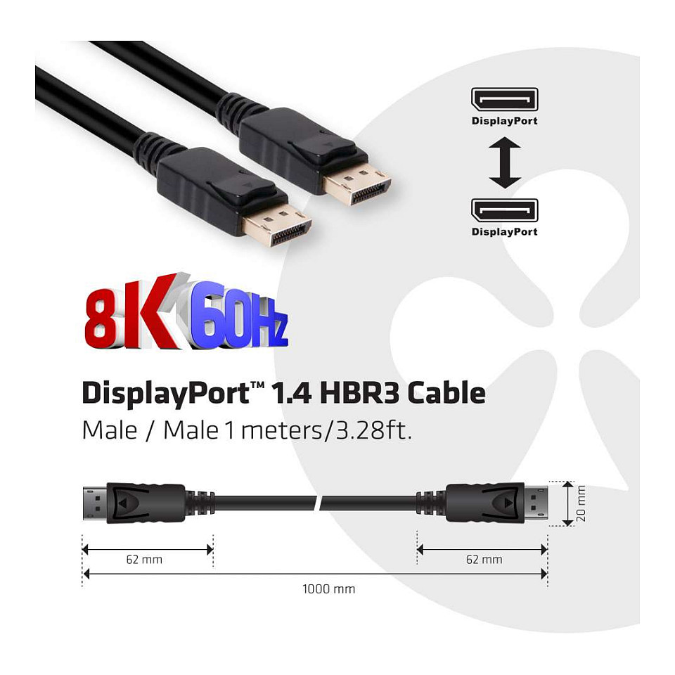 DisplayPort kabel CLUB 3D CAC-1060 (1m, DP 1.4, 8K@60Hz, HBR3)-5