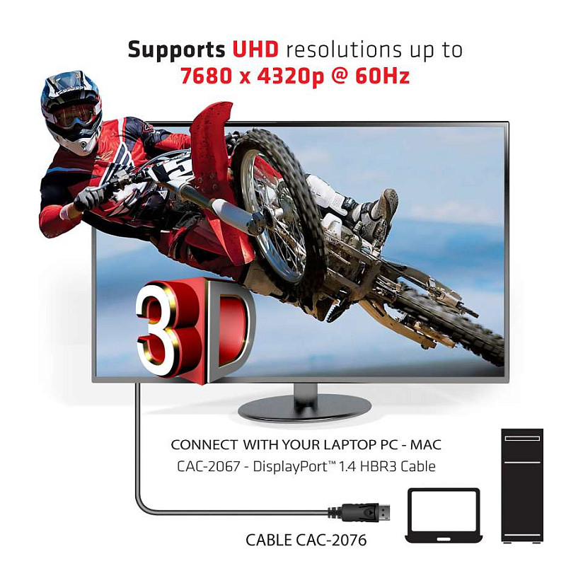 DisplayPort kabel CLUB 3D CAC-1060 (1m, DP 1.4, 8K@60Hz, HBR3)-7