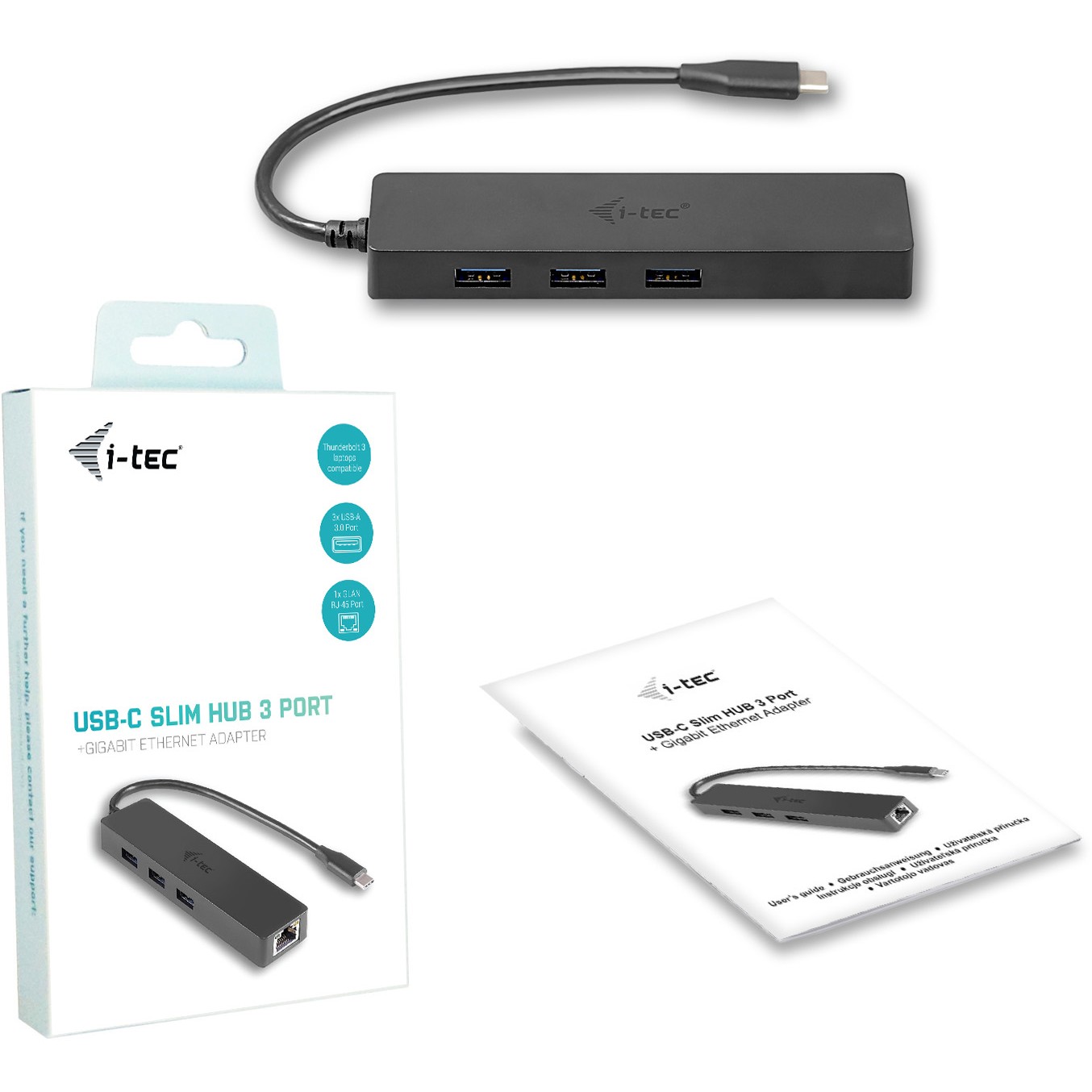 USB-C HUB I-TEC I-TEC USB-C SLIM HUB with GLAN and 3x USB 3.0-5