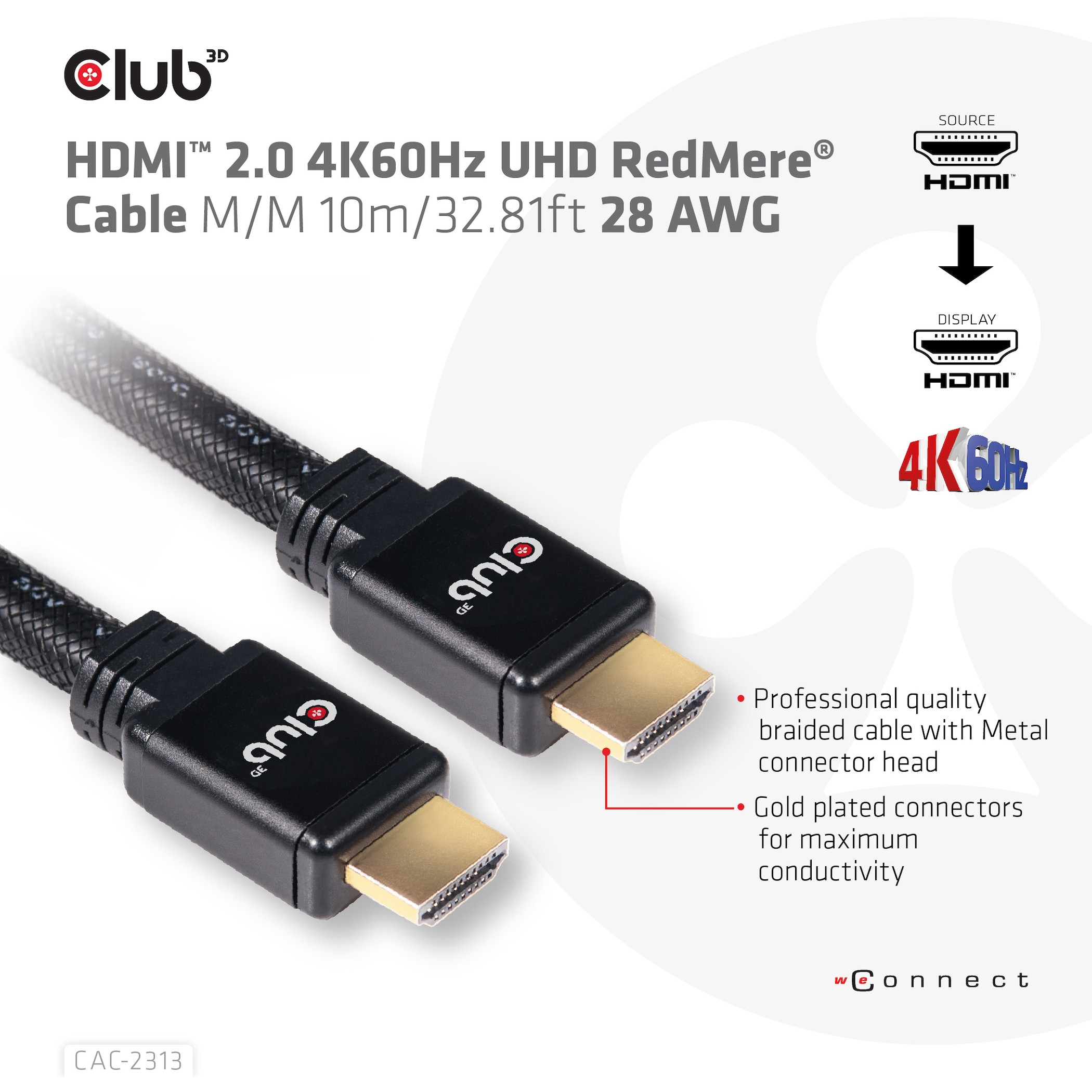 Kabel CLUB 3D HDMI 2.0 4K60Hz RedMere 10m-12