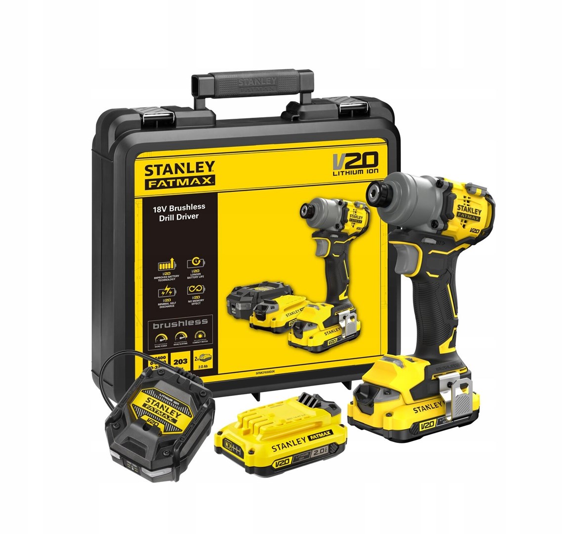 Bušilica s udarnom funkcijom STANLEY Brushless s 2x2Ah baterijama-1