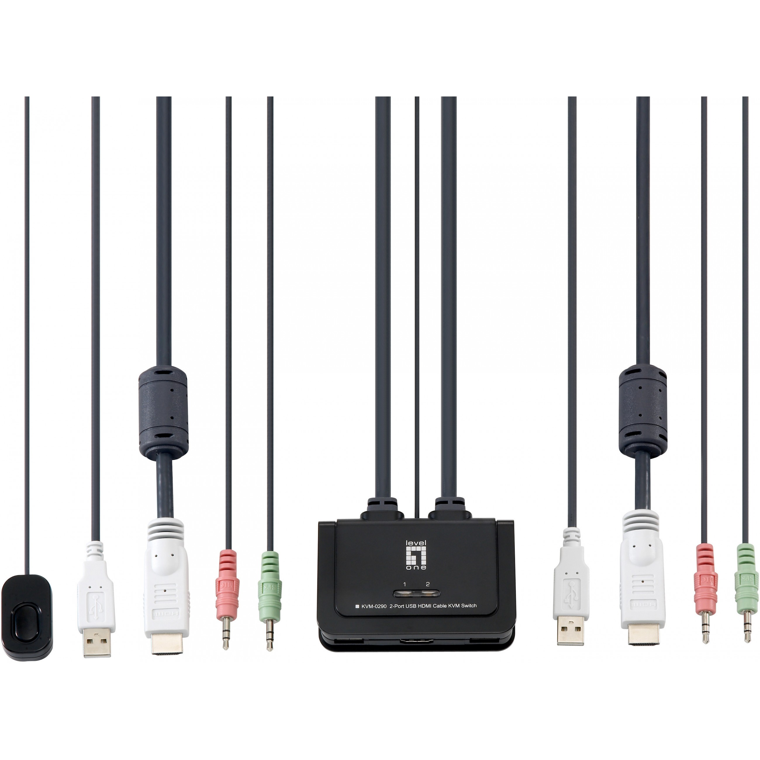 Prekidač LEVELONE 2-Port USB HDMI Cable KVM Switch-1