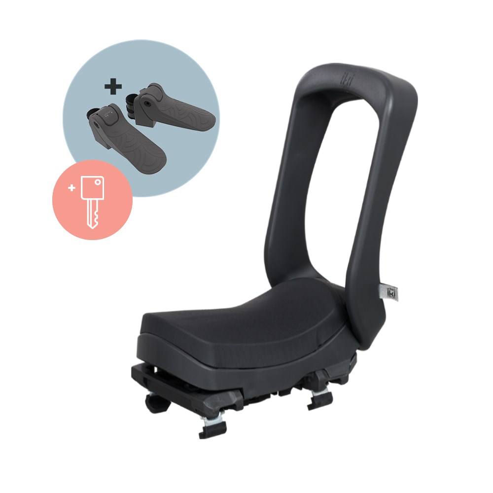 Dječja sjedalica za bicikl URBAN IKI Junior (stražnja, 5-10 god, do 35 kg, zaključavanje) Bincho Black/Kurumi Brown