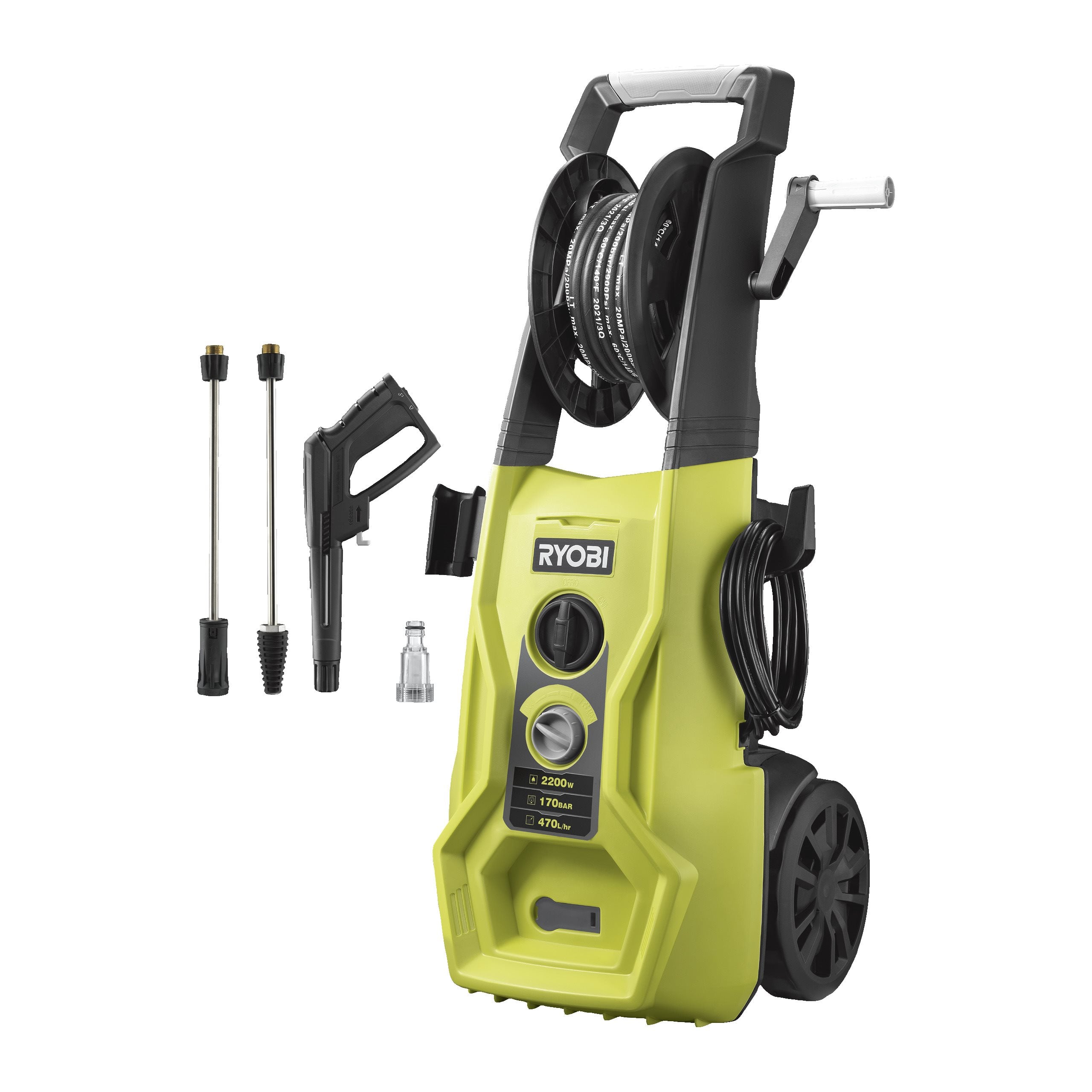Visokotlačni perač RYOBI RY170PWA (2500W, 170 bar, 520 L/h, 10m crijevo)